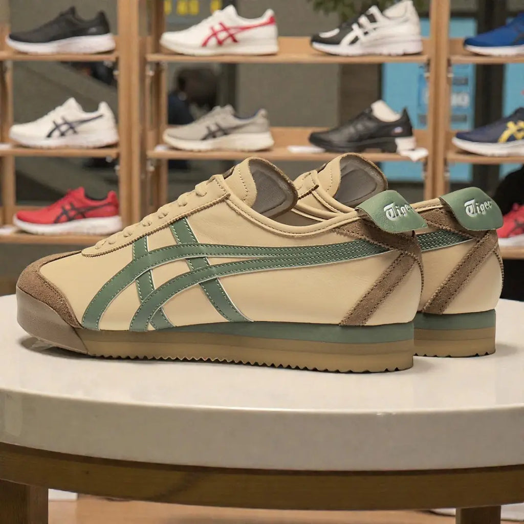 Onitsuka Tiger Mexico 66 PF Beige Bronze Green 7A Premium Mens Sneakers D-2084