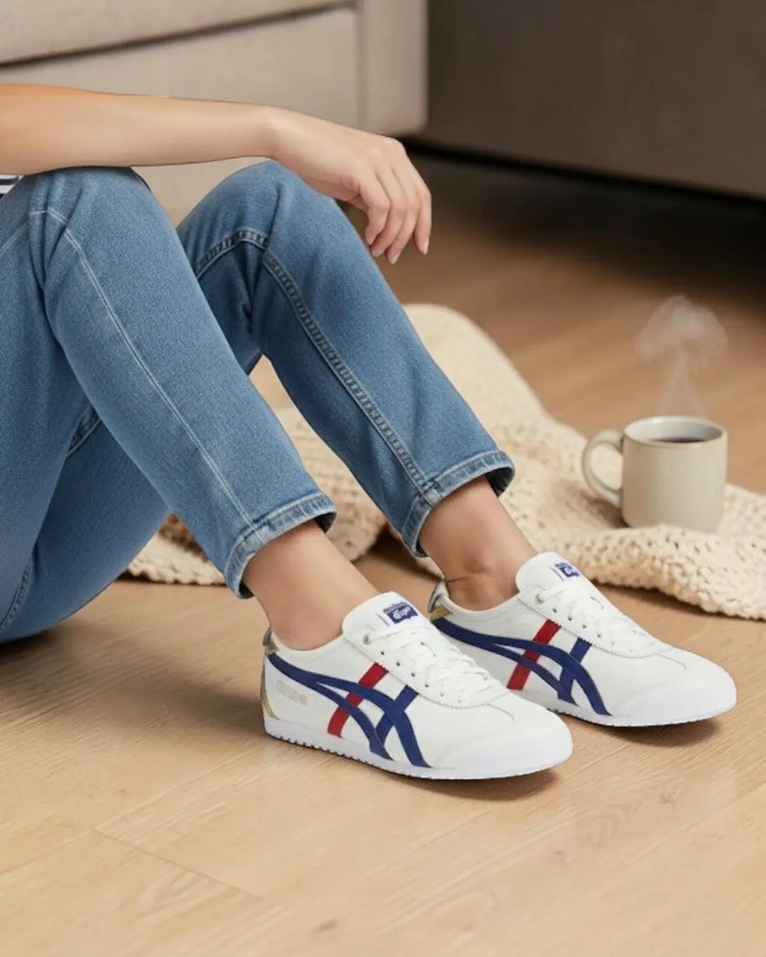 Onitsuk_a Tiger Mexico 66 White Blue Red Gold Mens 7A Premium Sneakers D-1872