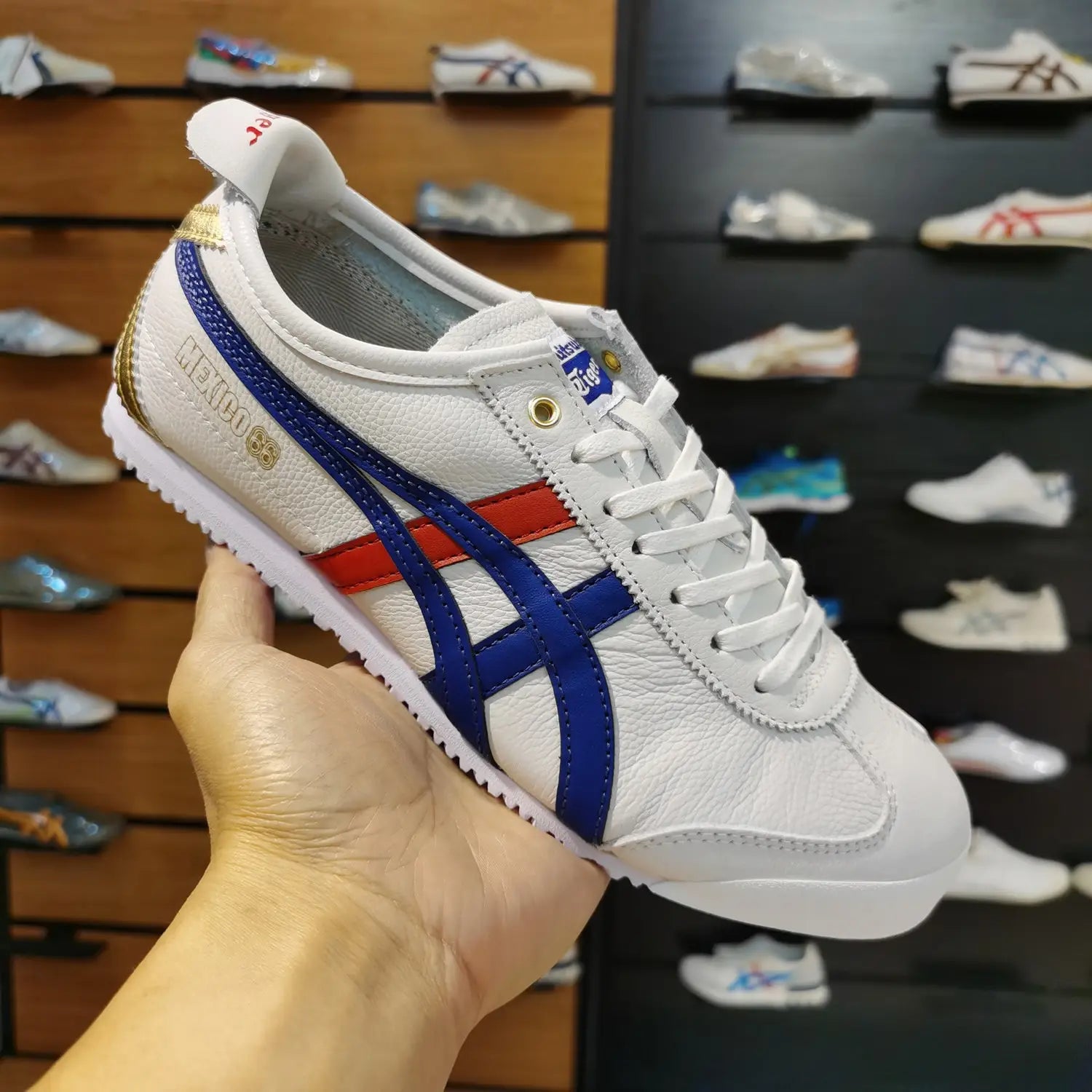 Onitsuk_a Tiger Mexico 66 White Blue Red Gold Mens 7A Premium Sneakers D-1872 Secondary image
