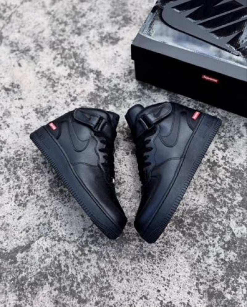 Nike Airforce 1 Supreme X Mid Leather ALL BLACK 1st Leather Main image