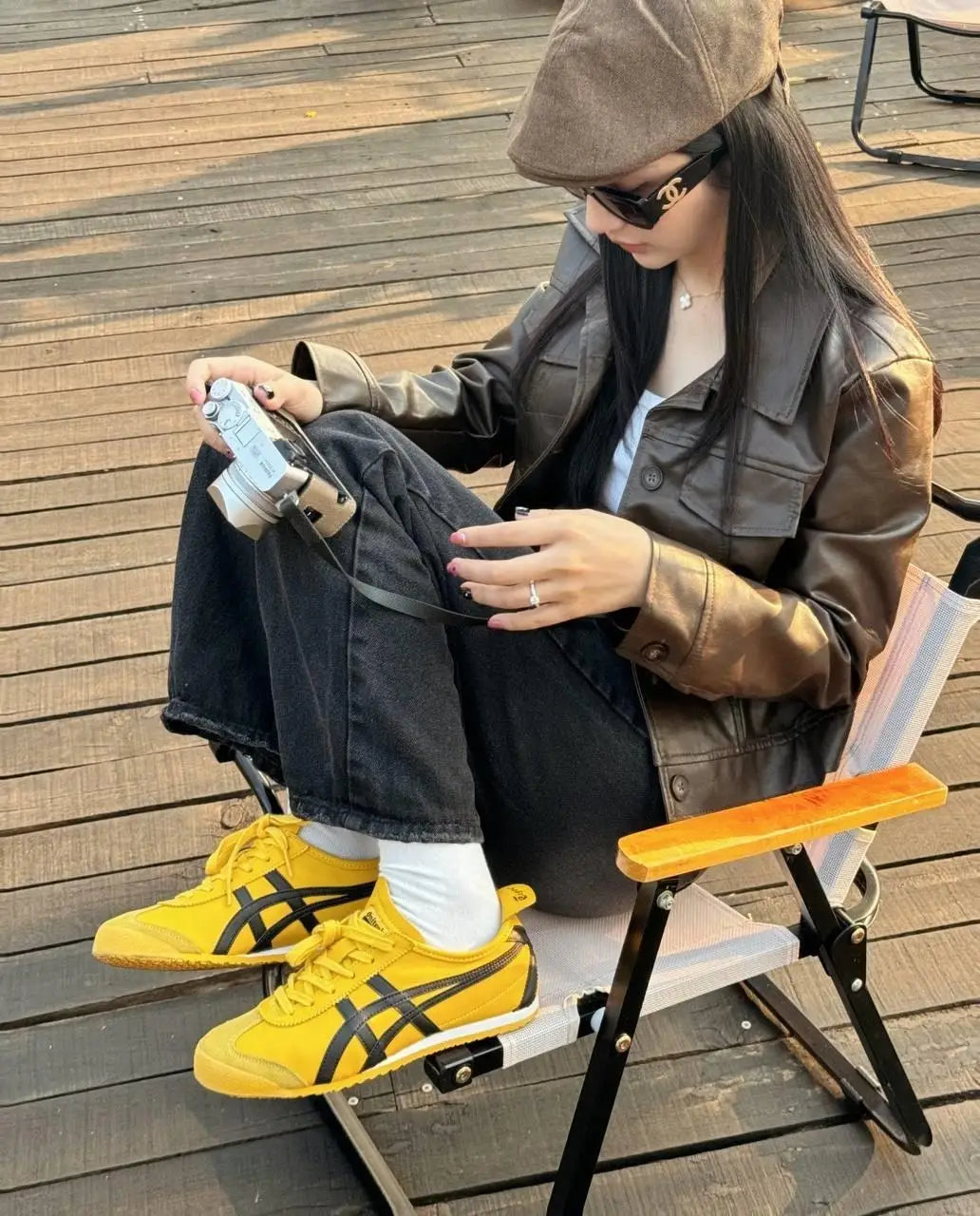 Onitsuk_a Tiger Mexico 66 - YellowBlack  Girls Premium First Copy Sneakers D-1915
