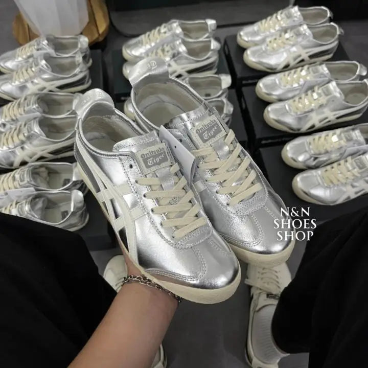 Onitsuk_a Tiger Mexico 66 Silver White Mens 7A Premium D-1916