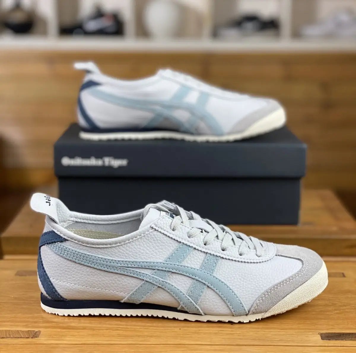 Onitsuka Tiger Mexico 66 White Sky Navy Blue Mens 7A Premium D-2052