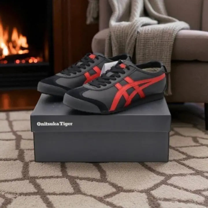 Onitsuk_a Tiger Mexico 66 Black Classic Red  Mens First Copy Sneakers D-1946