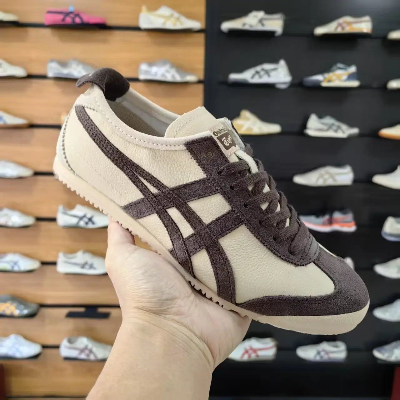 Onitsuka Tiger Mexico 66 Beige Chocolate Brown 7A Premium sneakers (D-2073) Main image