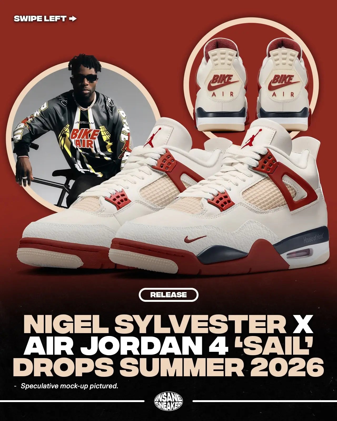 Nike Air Jordan Retro 4 NIGEL SYLVESTER SAIL CINNABAR Main image