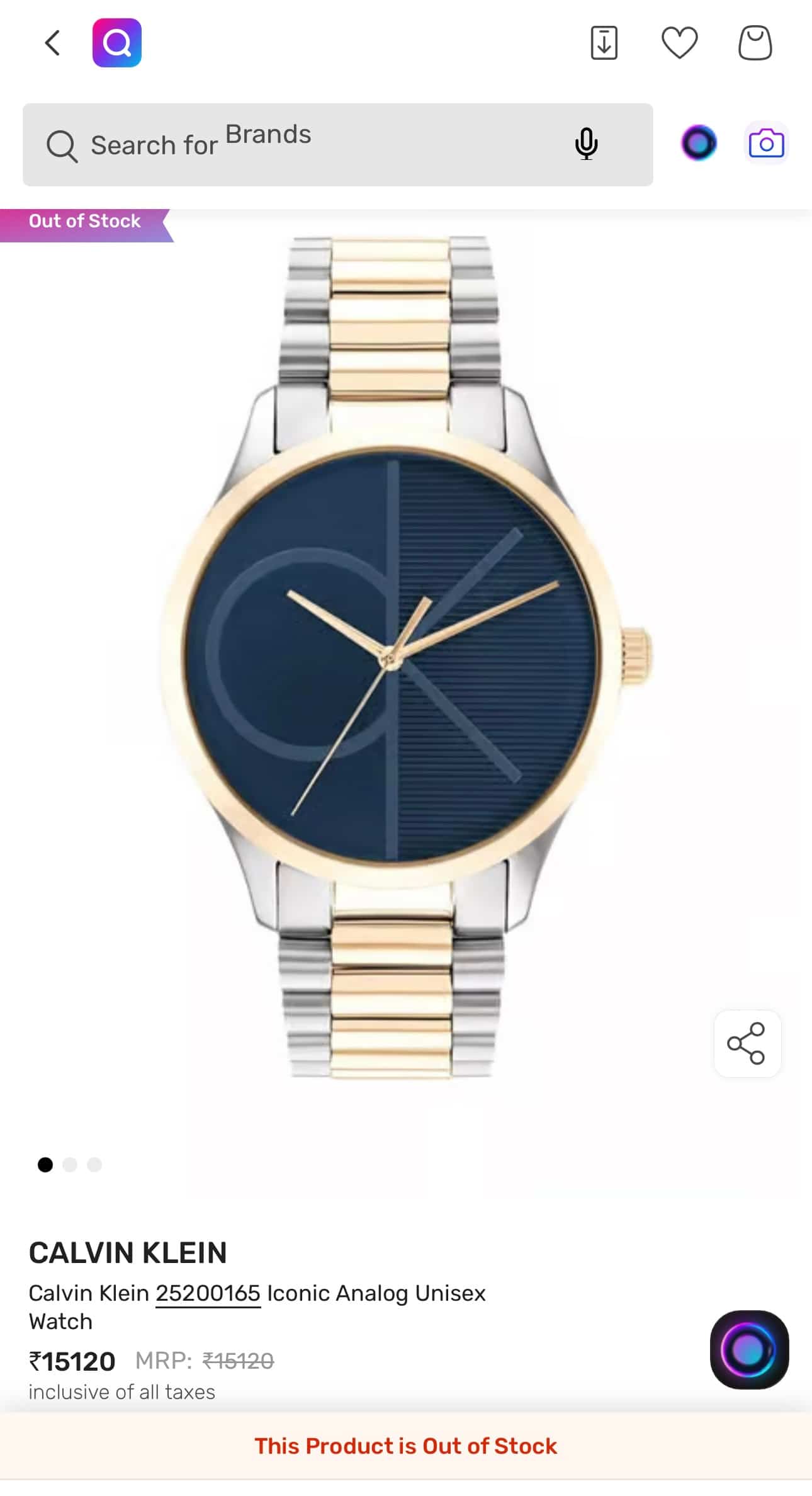 Calvin Klei n Dual Tone With Blue Premium Watch