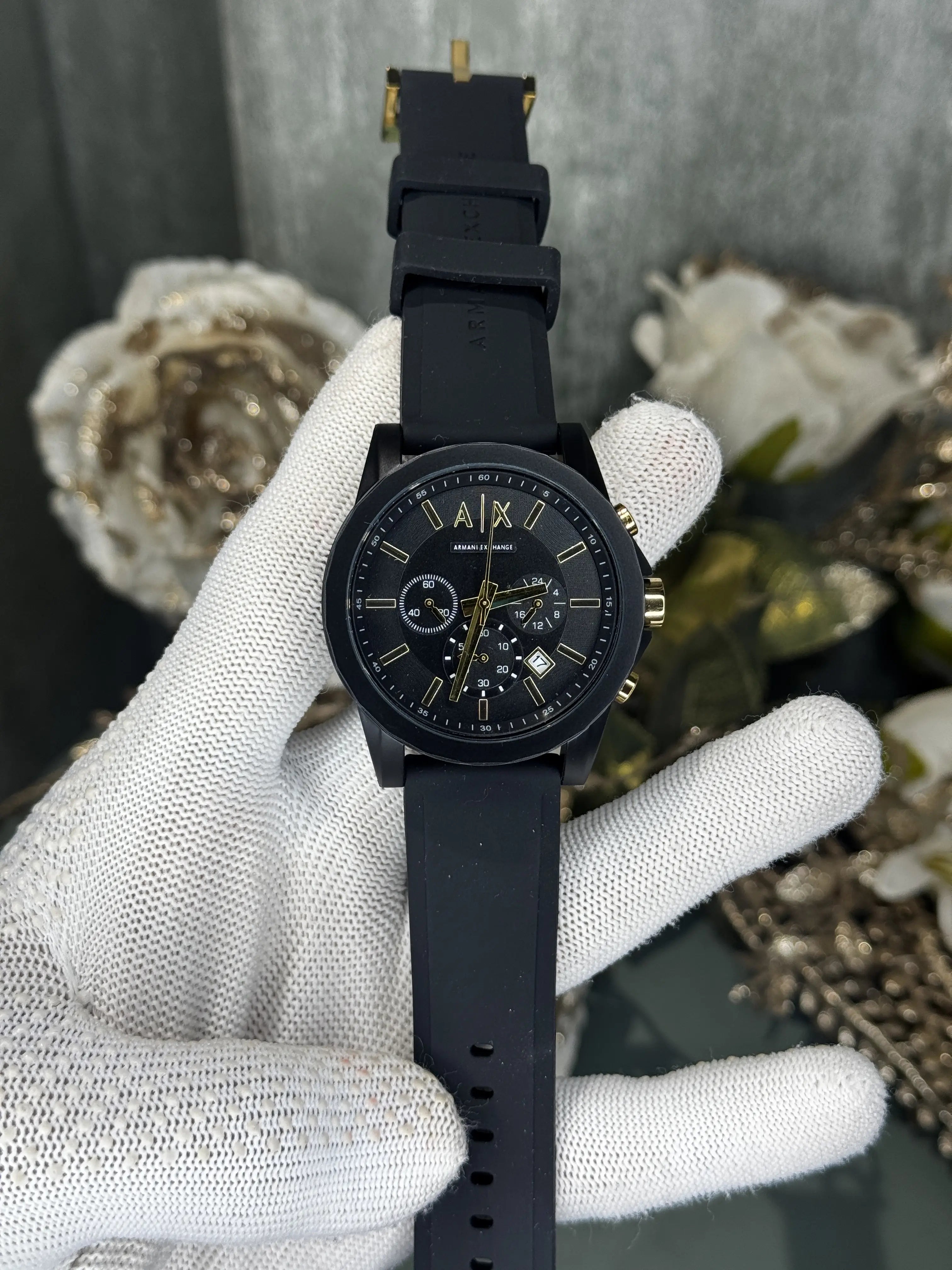 Arman i Exchange All Black With Gold Chronograph Watch Main image