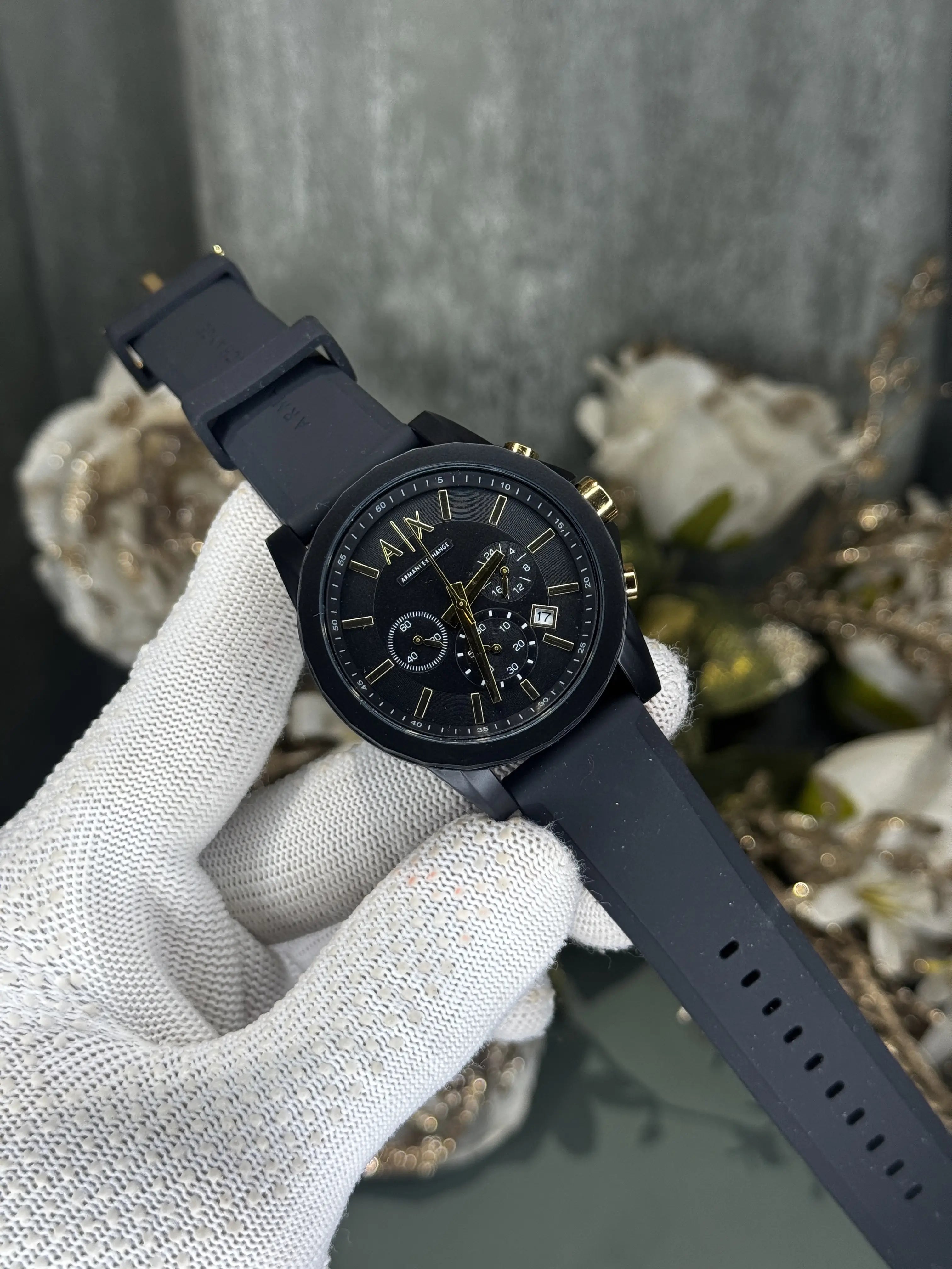 Arman i Exchange All Black With Gold Chronograph Watch Secondary image