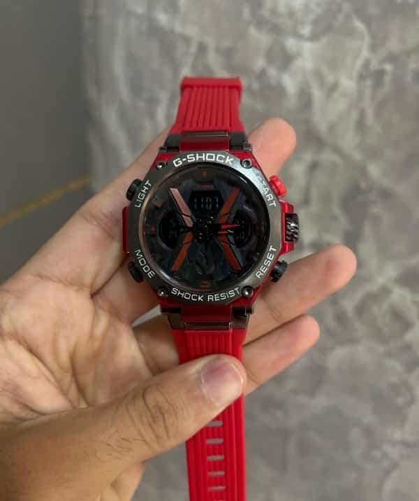 Gshock Red Silicone Strap Analog With Digital Premium Watch