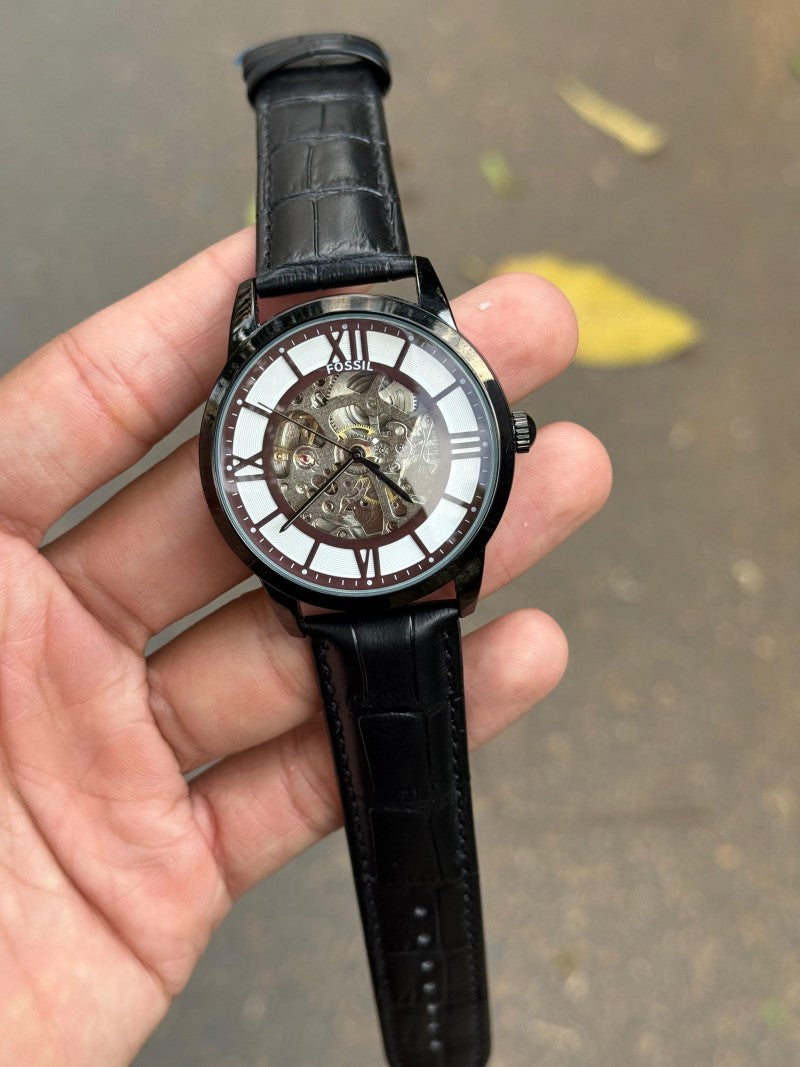 Fossi l Open Machine Automatic Black Leather