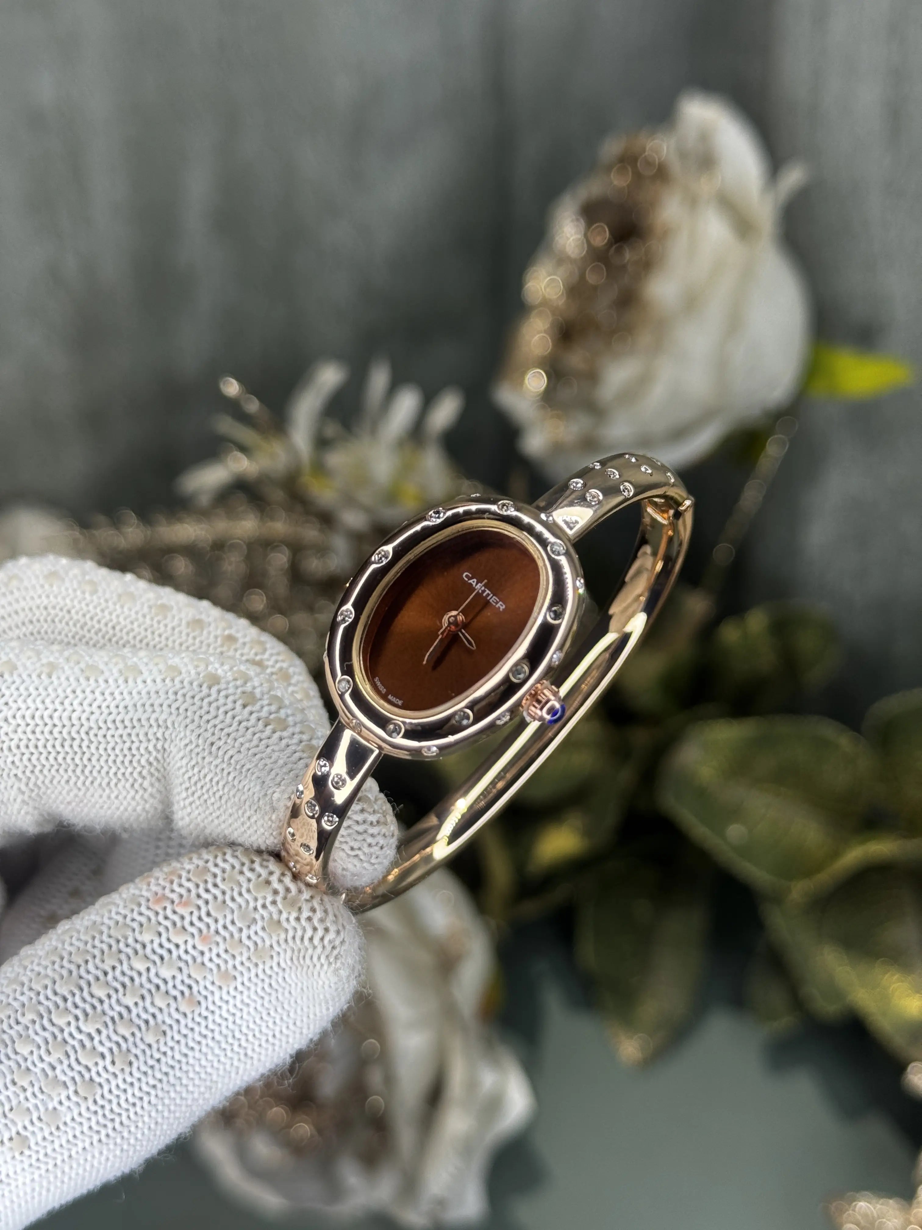 Cartier Bangle Copper Brown Diamond Studded Premium Watch Secondary image