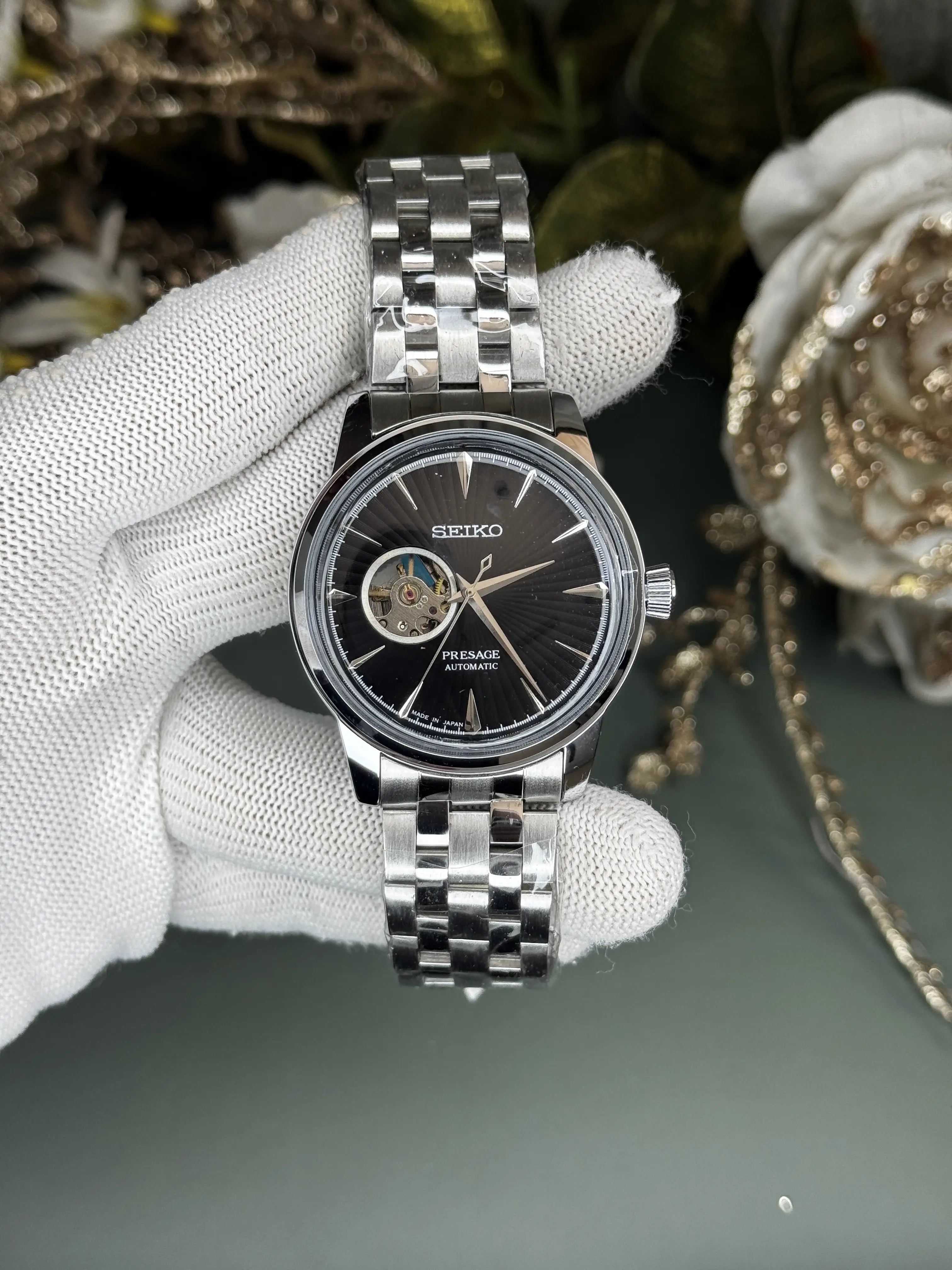 Seik o Presage Silver Black Automatic Premium Watch Main image