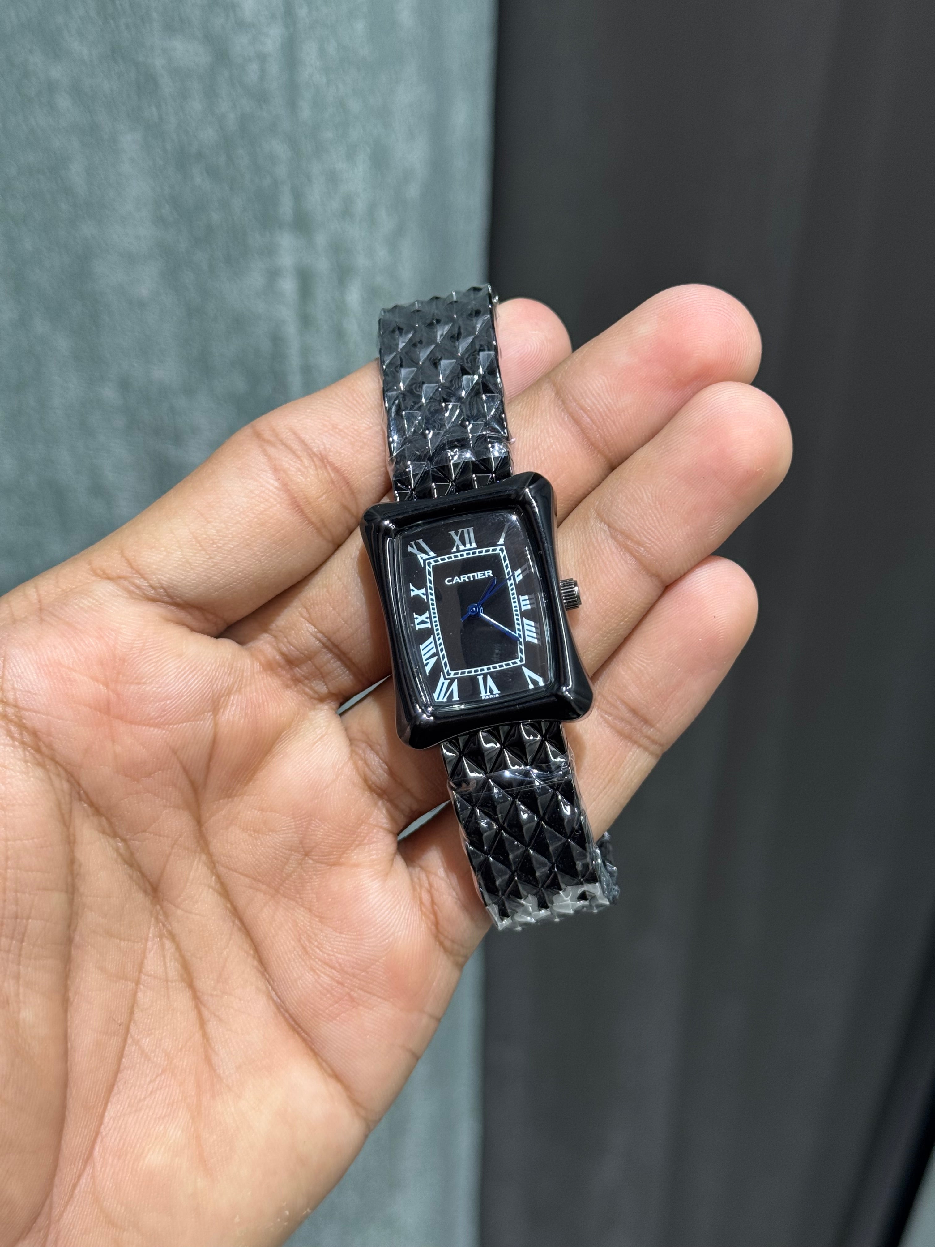 Cartier All Black Designer Premium Watch Main image