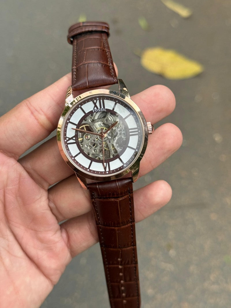 Fossi l Open Machine Automatic Rose Brown Leather Main image