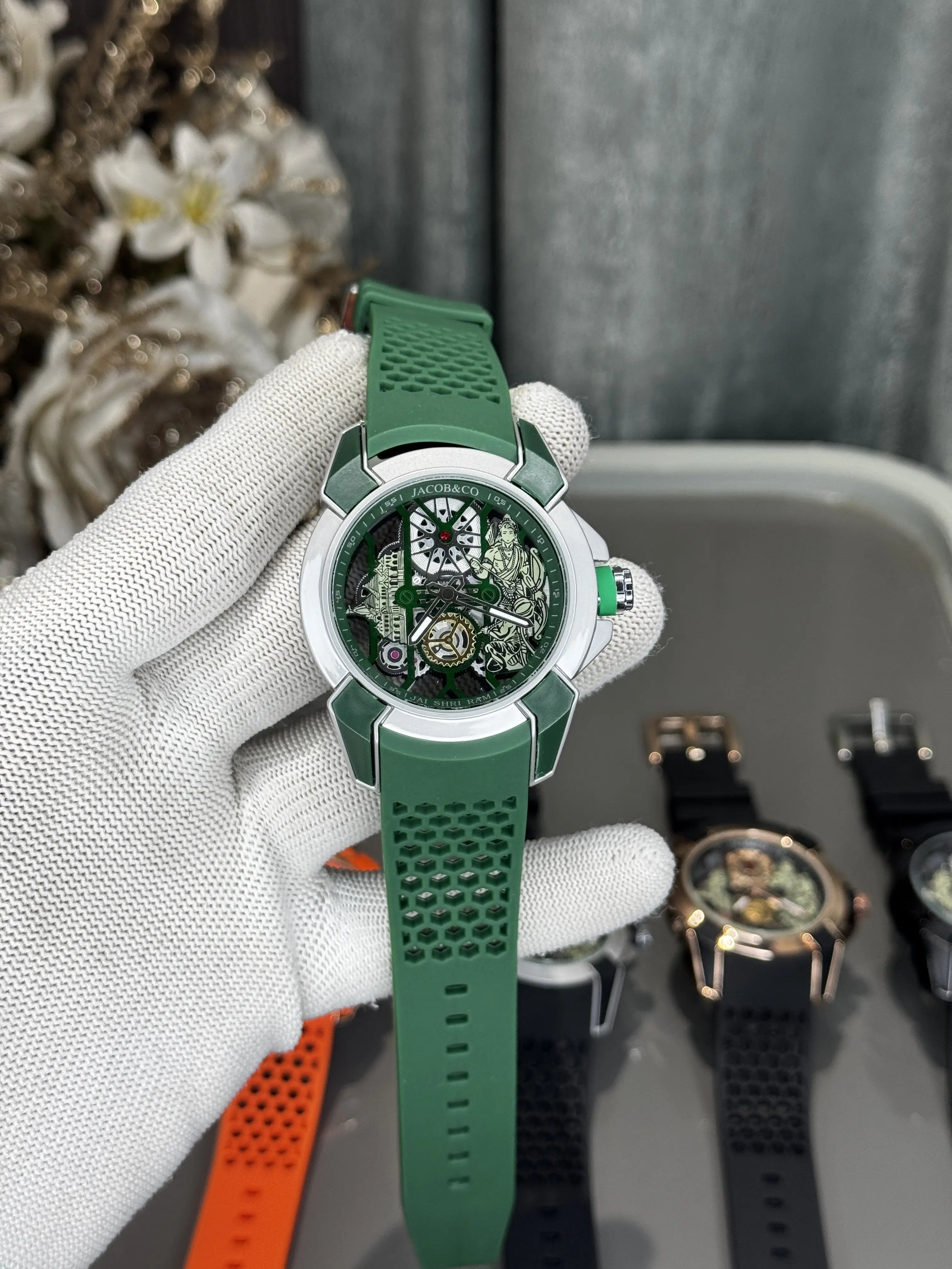 Jacob&Co. ram... Silver Green Quartz Watch