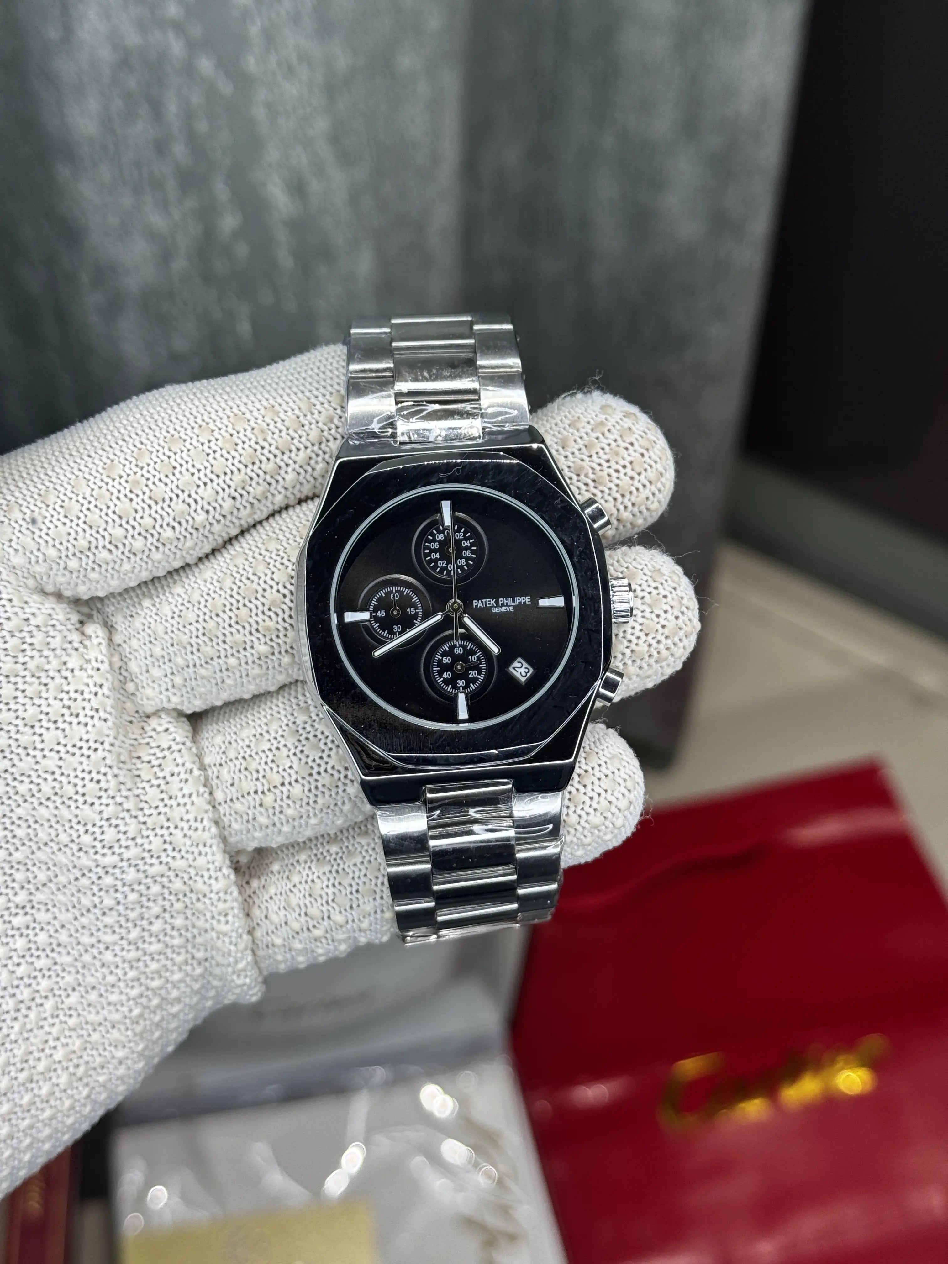 Patek  Philippe Silver Black Chronograph Premium Watch Secondary image