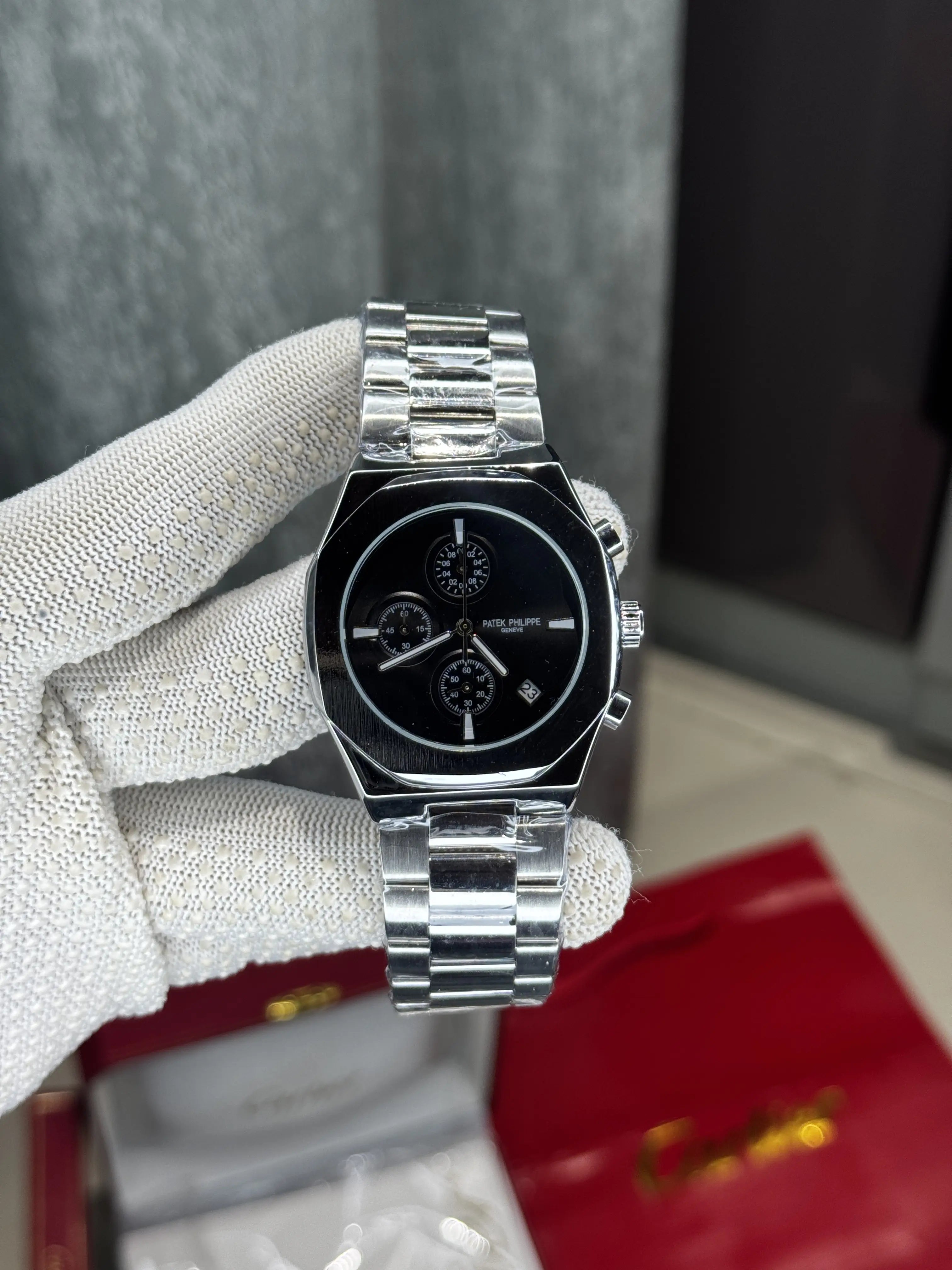 Patek  Philippe Silver Black Chronograph Premium Watch Main image