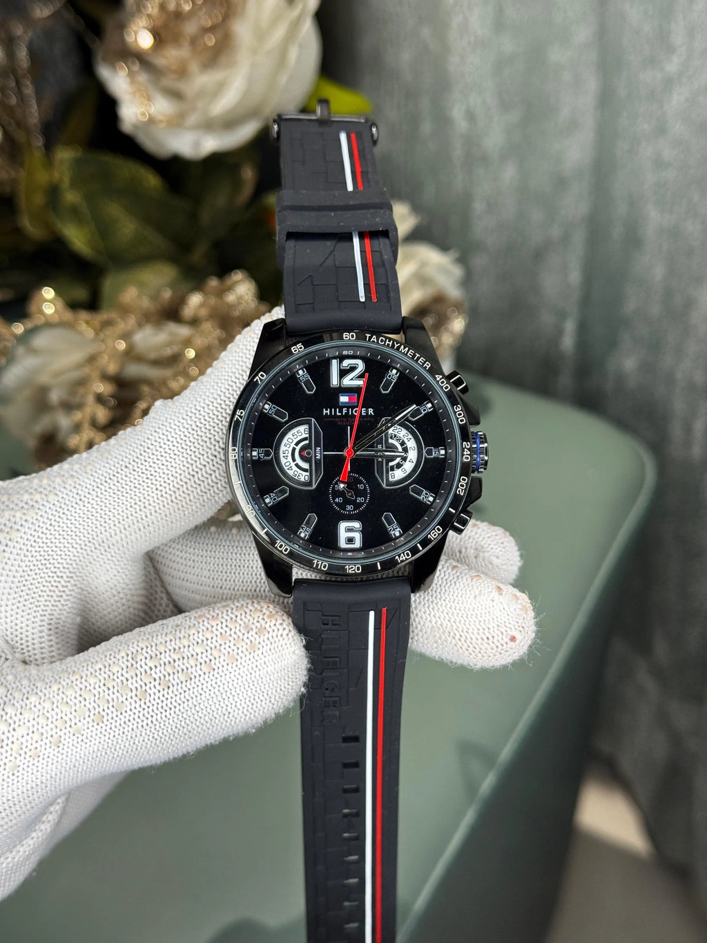 Tommy Hilfige r Decker Black Premiim Chrromograoh Watch