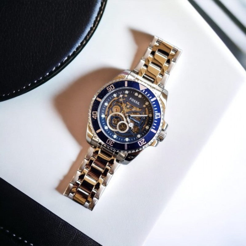 Fossi l FB 01 Automatic Skeleton Silver Blue Main image