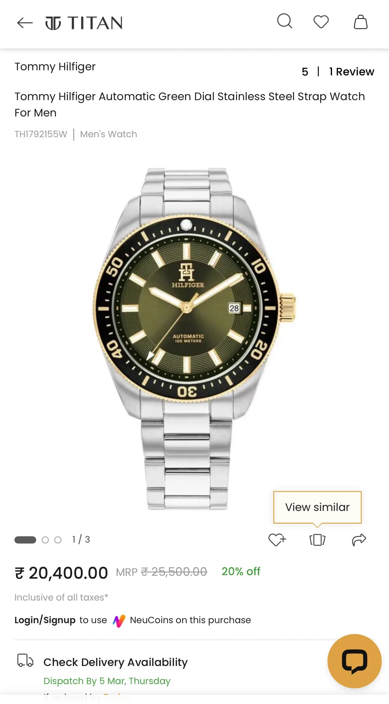 Tommy Hilfige r Silver Green Premium Watch Main image