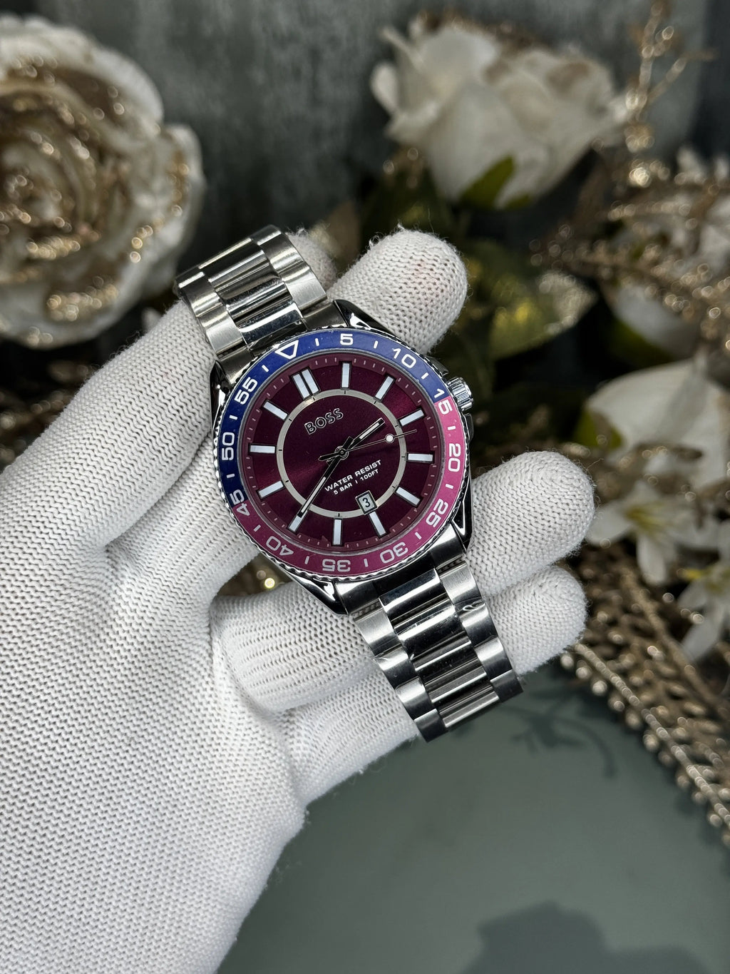 Hugo Boss Runner Red Dial Premium Quartz Watch
