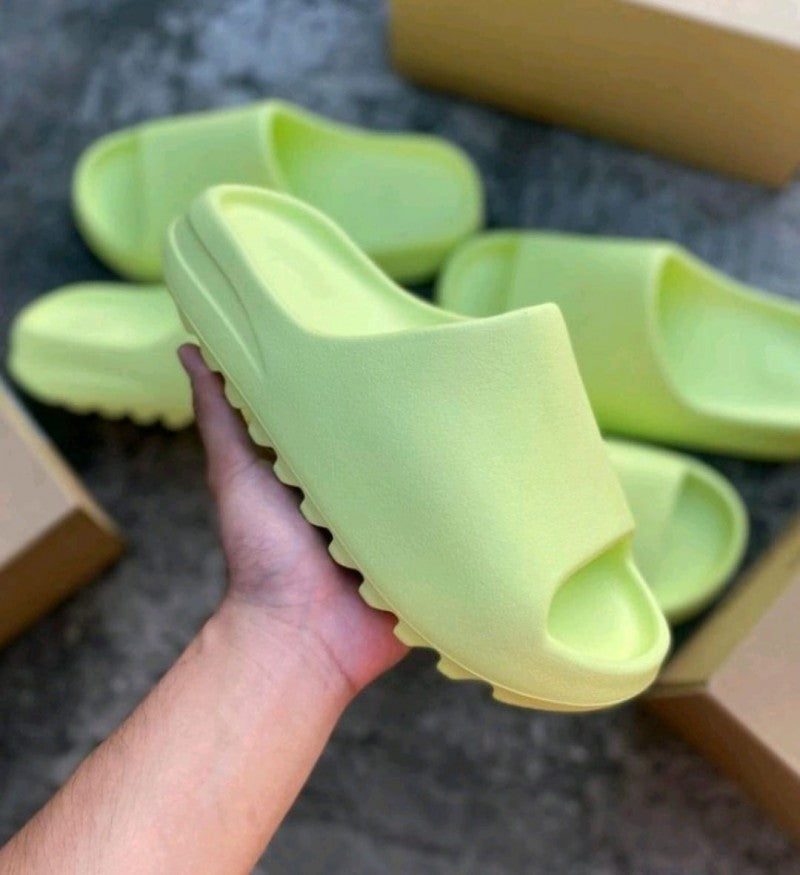 yezzy slide neon with og box butter paper Main image