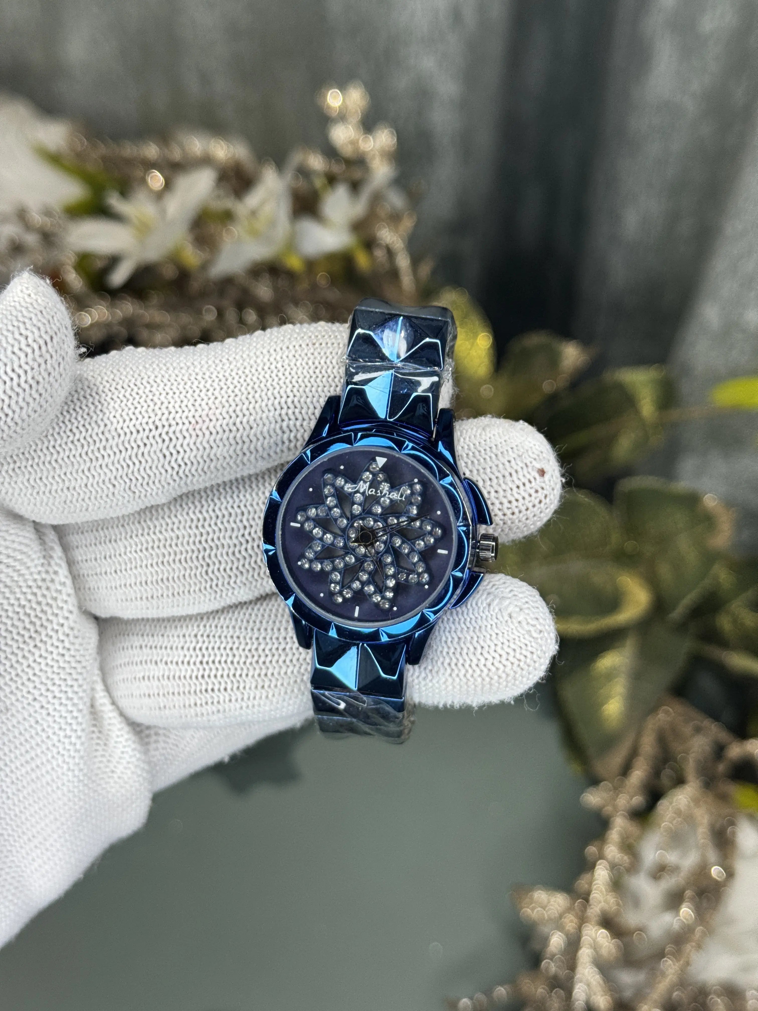 Mashali All Blue Rotating Floral Purple Premium Watch Secondary image