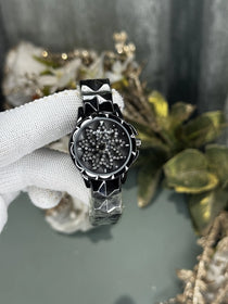Mashali All Black Rotating Floral  Premium Watch