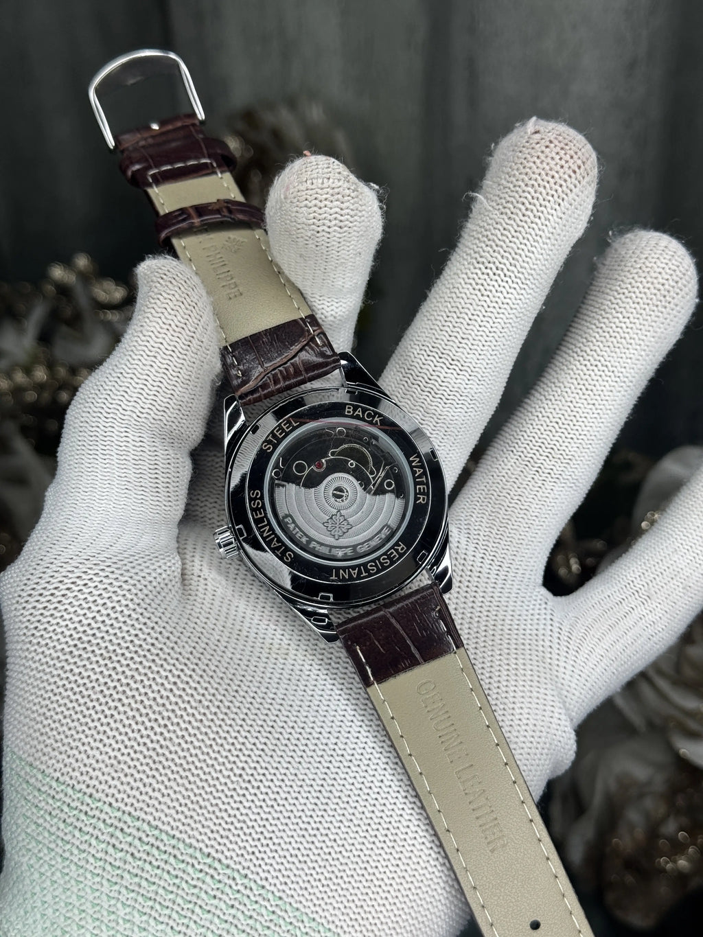 Patek Philipp e Brown White Leather Strap Premium Watch