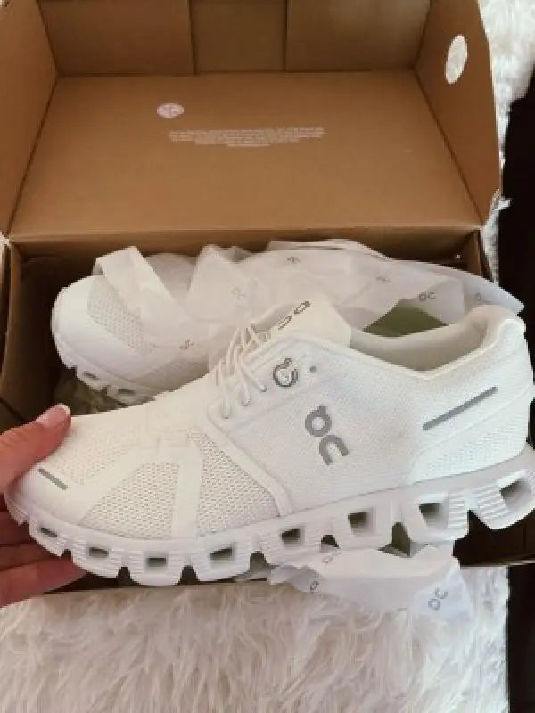 On Cloud Running 5 All White Shoes