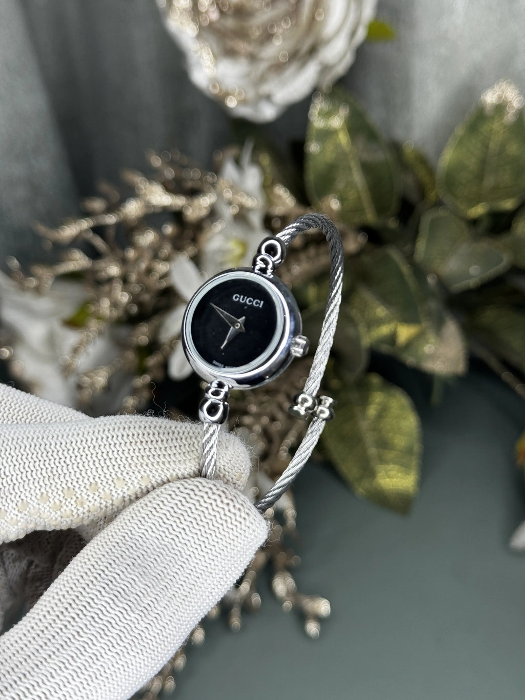 Gucc i Bracelet Silver Black Premium Watch