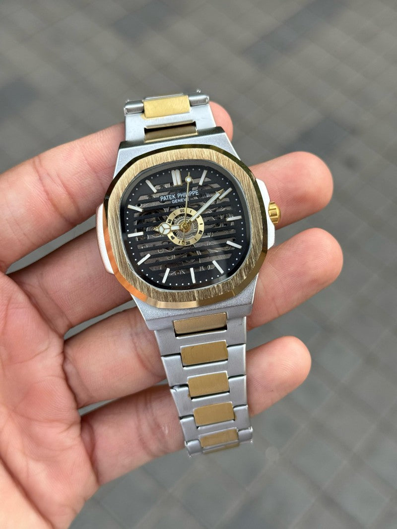 Patek Phillip e Nautilus Automatic Skeleton Gold Two Tone Black