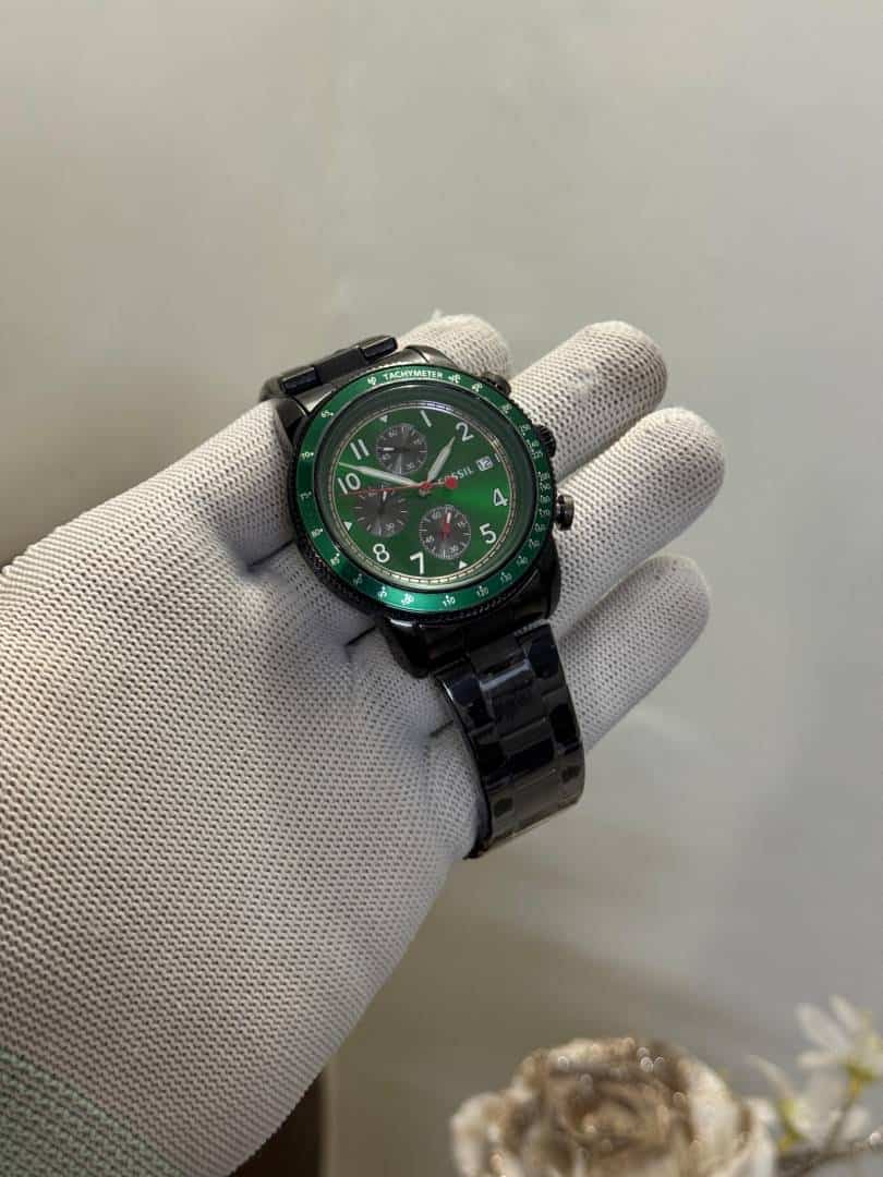 Fossi l Tourer Black Green Dial Metal Watch Secondary image