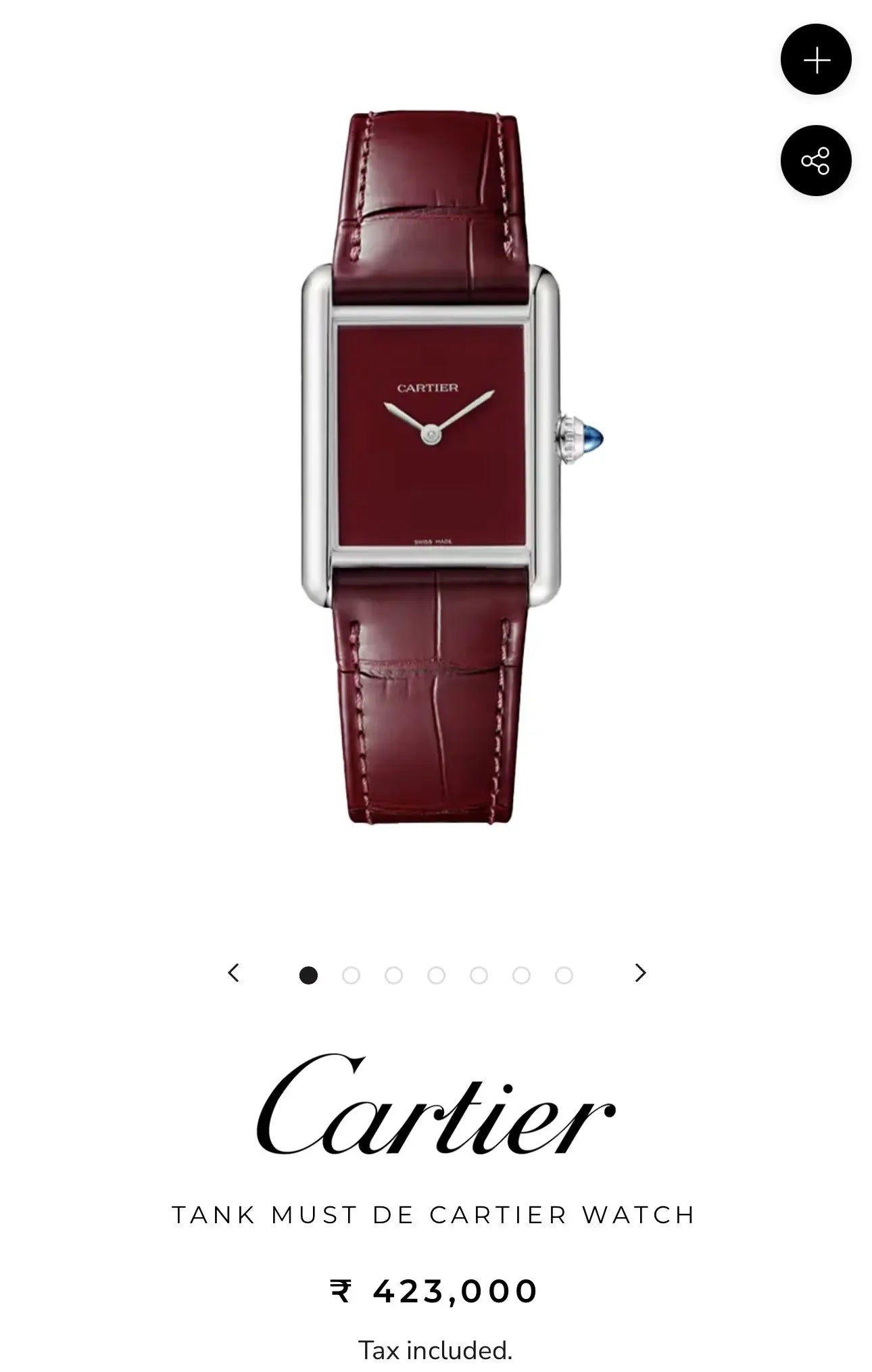 Cartie r Tank Burgundy Premium Quartz Watch Main image