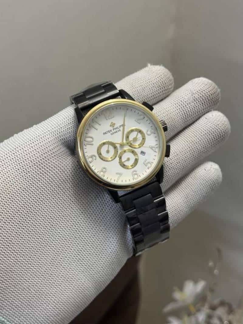 Patek Philippe Black Gold With White Dial Chronograph Watch Secondary image