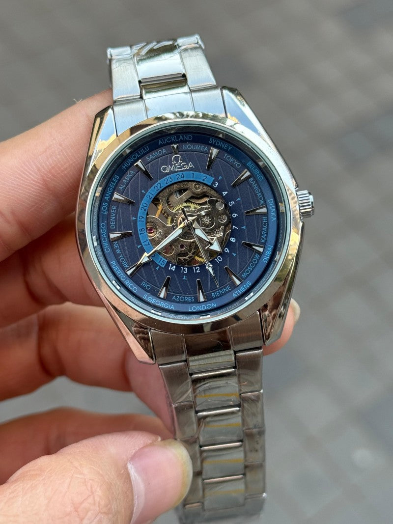 Omeg a Sea Master Aqua Terra World Timer Automatic Silver Blue Stainless Steel Main image