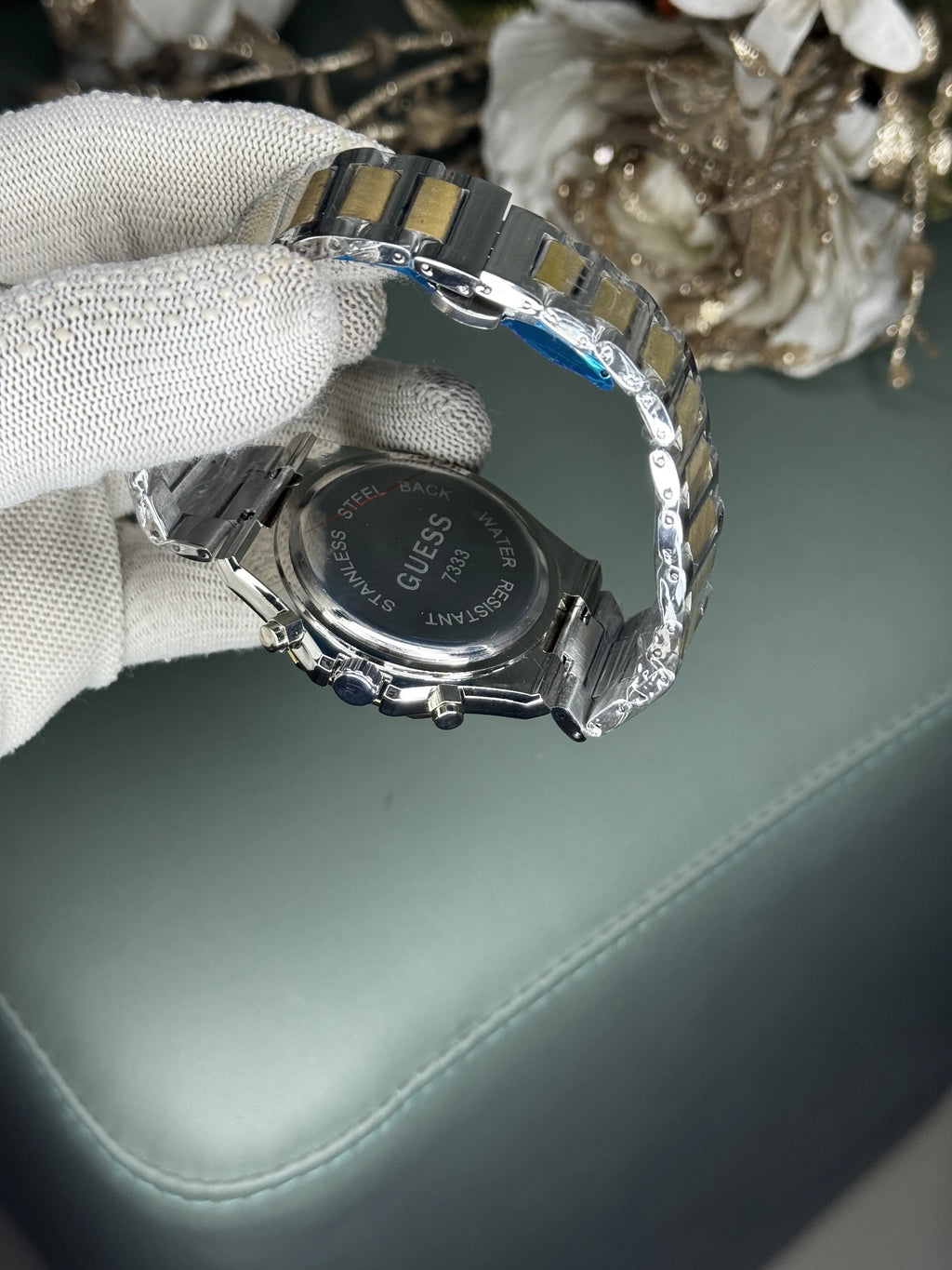 Gues s Eqaulity Dual Tone Green Premium Chronograph Watch