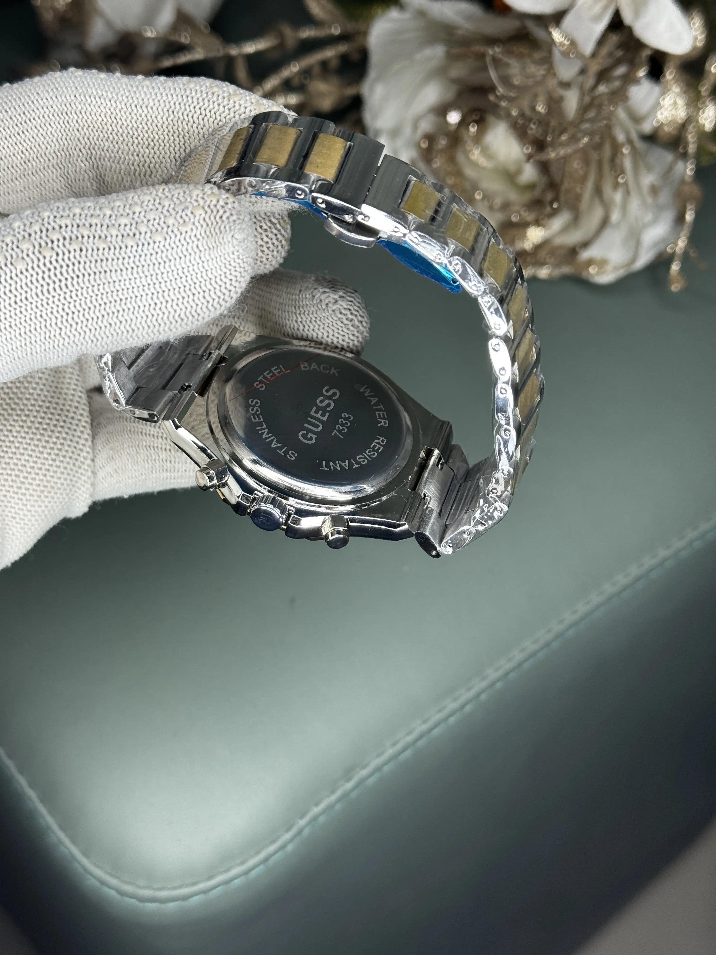 Gues s Eqaulity Dual Tone Green Premium Chronograph Watch