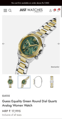 Gues s Eqaulity Dual Tone Green Premium Chronograph Watch