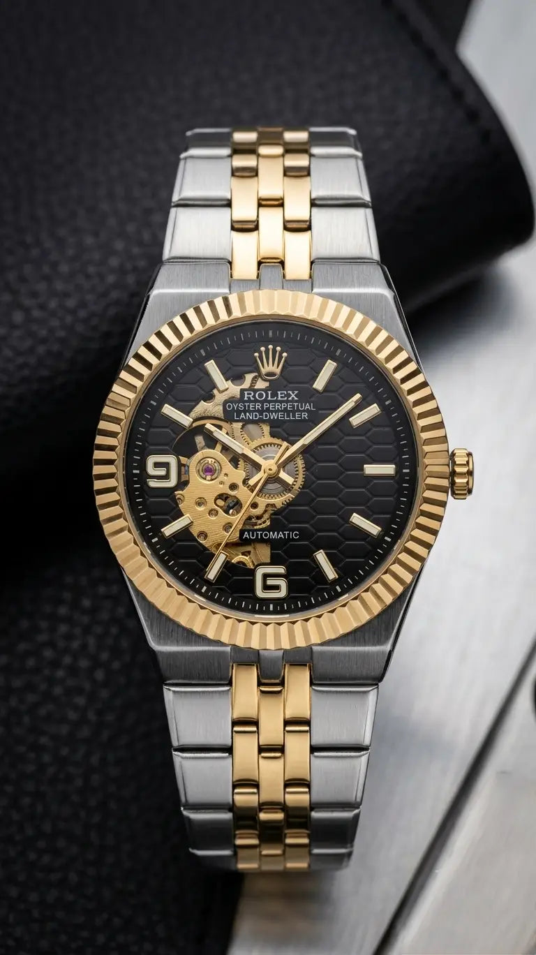 Role_x LAND DWELLER Oyster Perpetual Automatic Two Tone Black Dial Secondary image