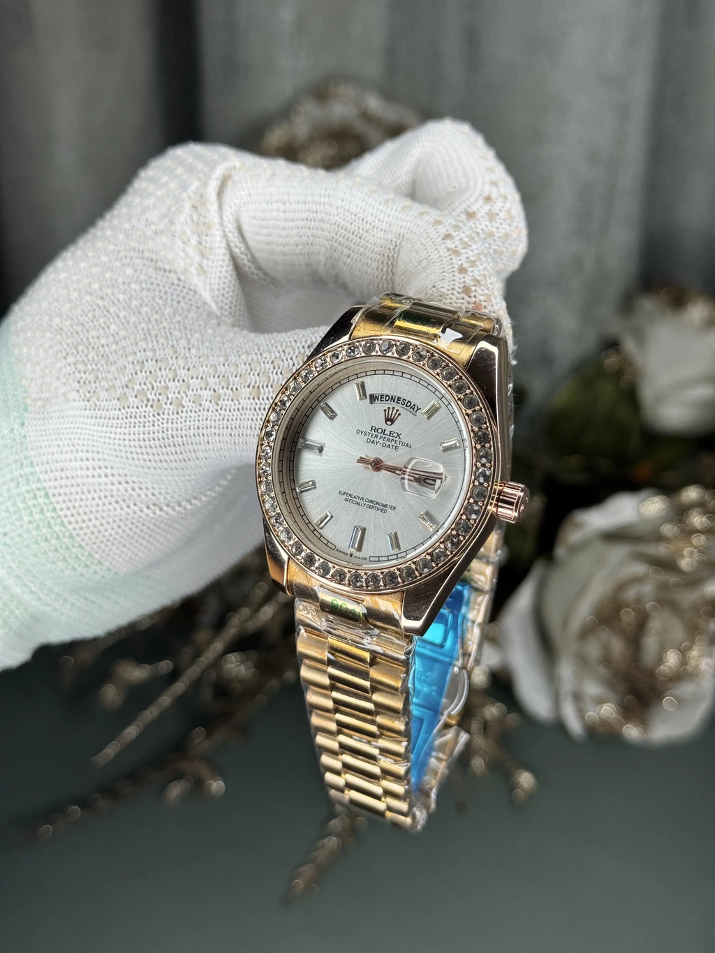 Rolex Day Date Diamond Copper White Premium Watch