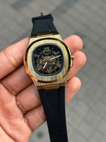 Patek Phillip e Nautilus Skeleton Silicone Gold Black