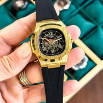 Patek Phillip e Nautilus Skeleton Silicone Gold Black