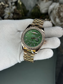 Rolex Day Date Copper Green Diamond Premium Watch