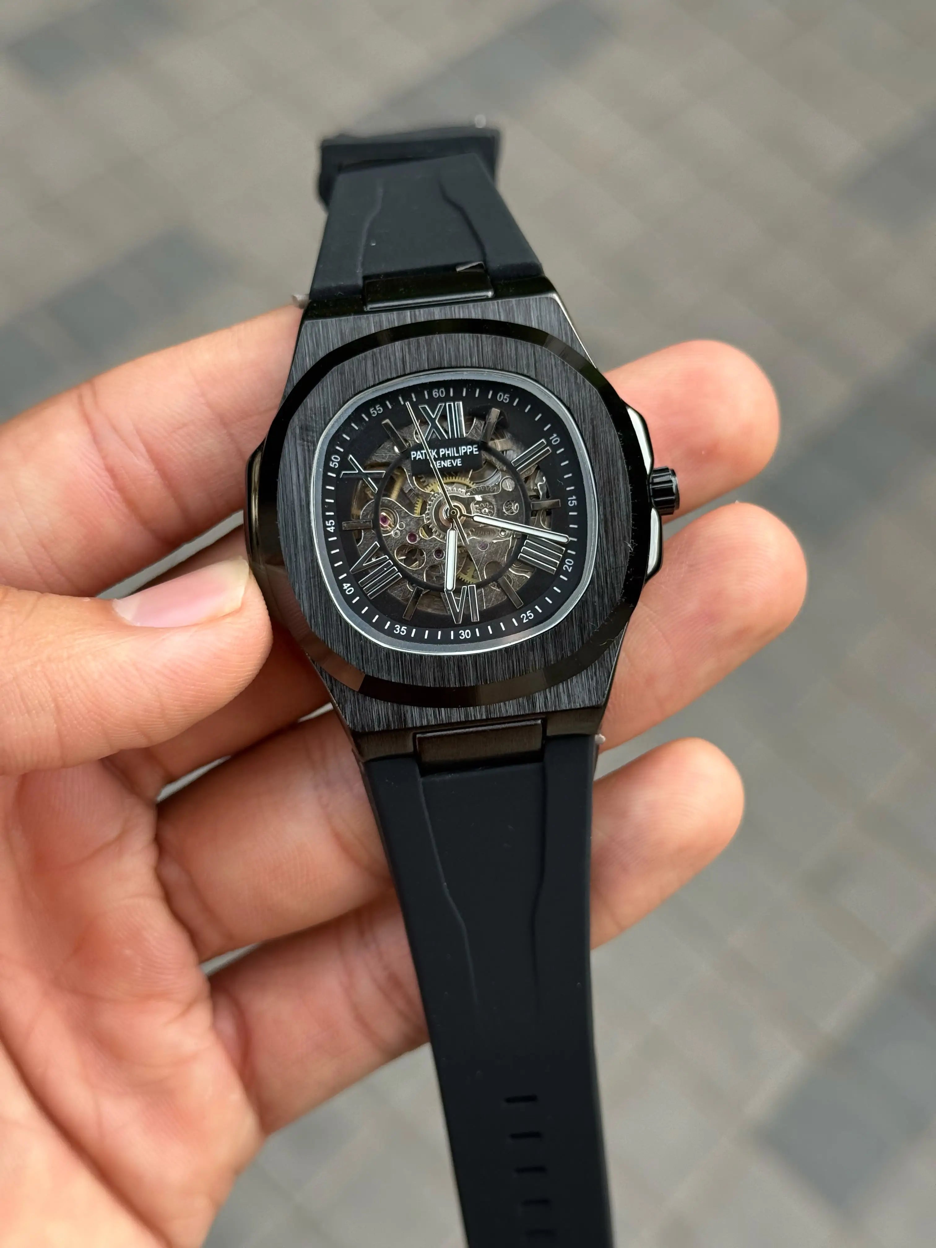 Patek Phillip e Nautilus Skeleton Silicone Full Black Main image