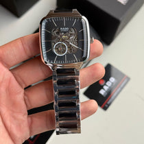 Rad o True Square Skeleton Automatic Silver Black