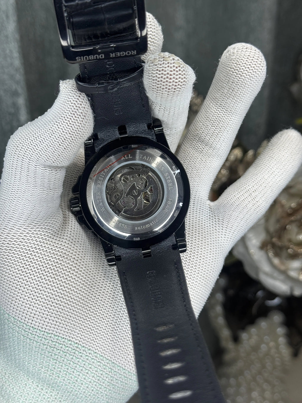 Roger Dubuis E_xcalibur All Black Leather Strap Automatic Watch