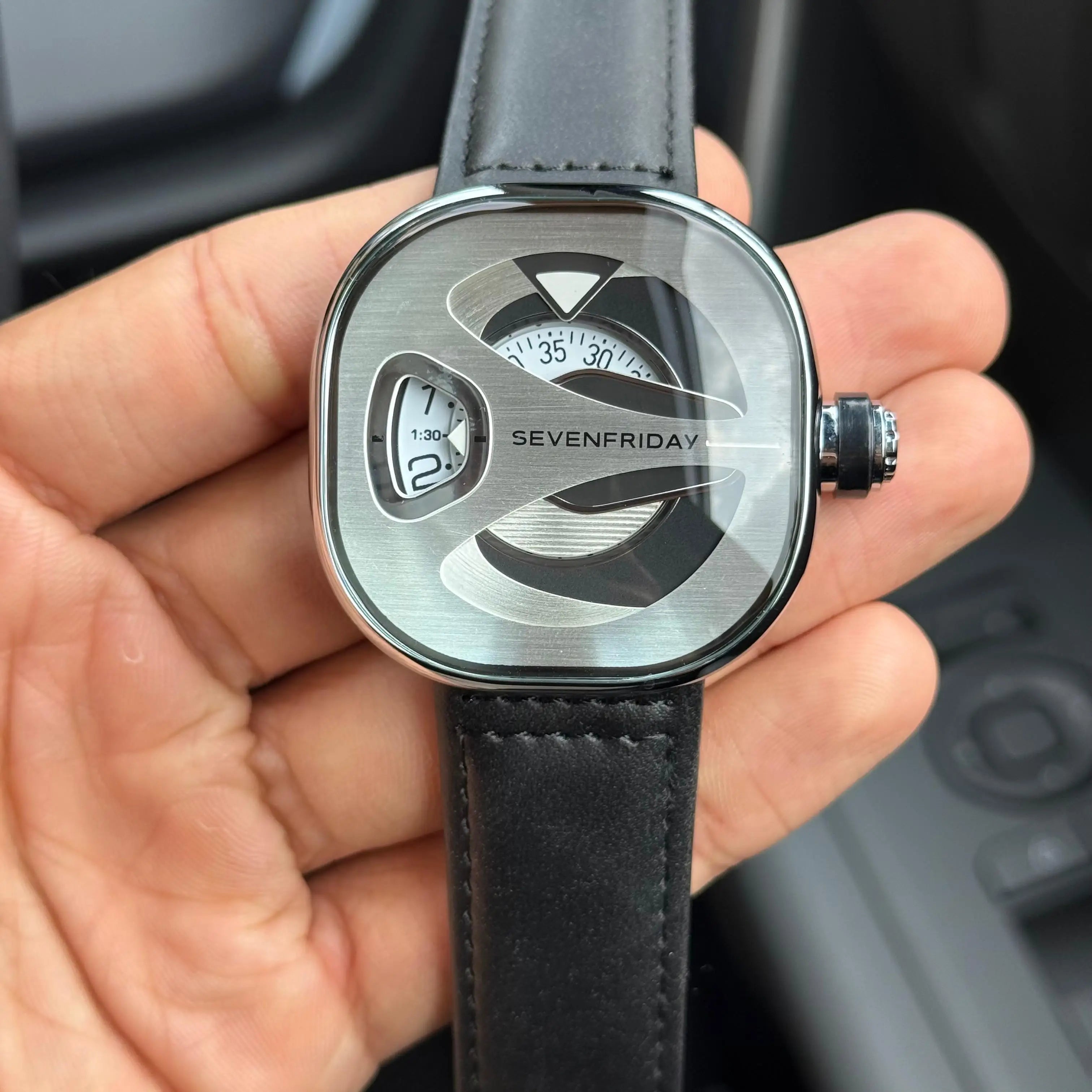 Seven Friday ME Series Leather Silver White Dial Black Belt Secondary image