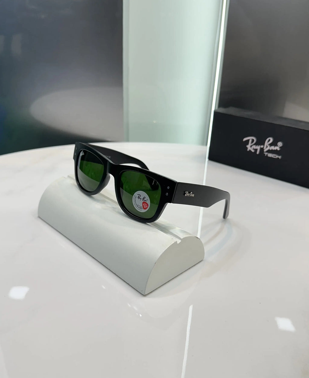RayBan Puffer Black Green Premium Shades 840